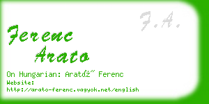 ferenc arato business card